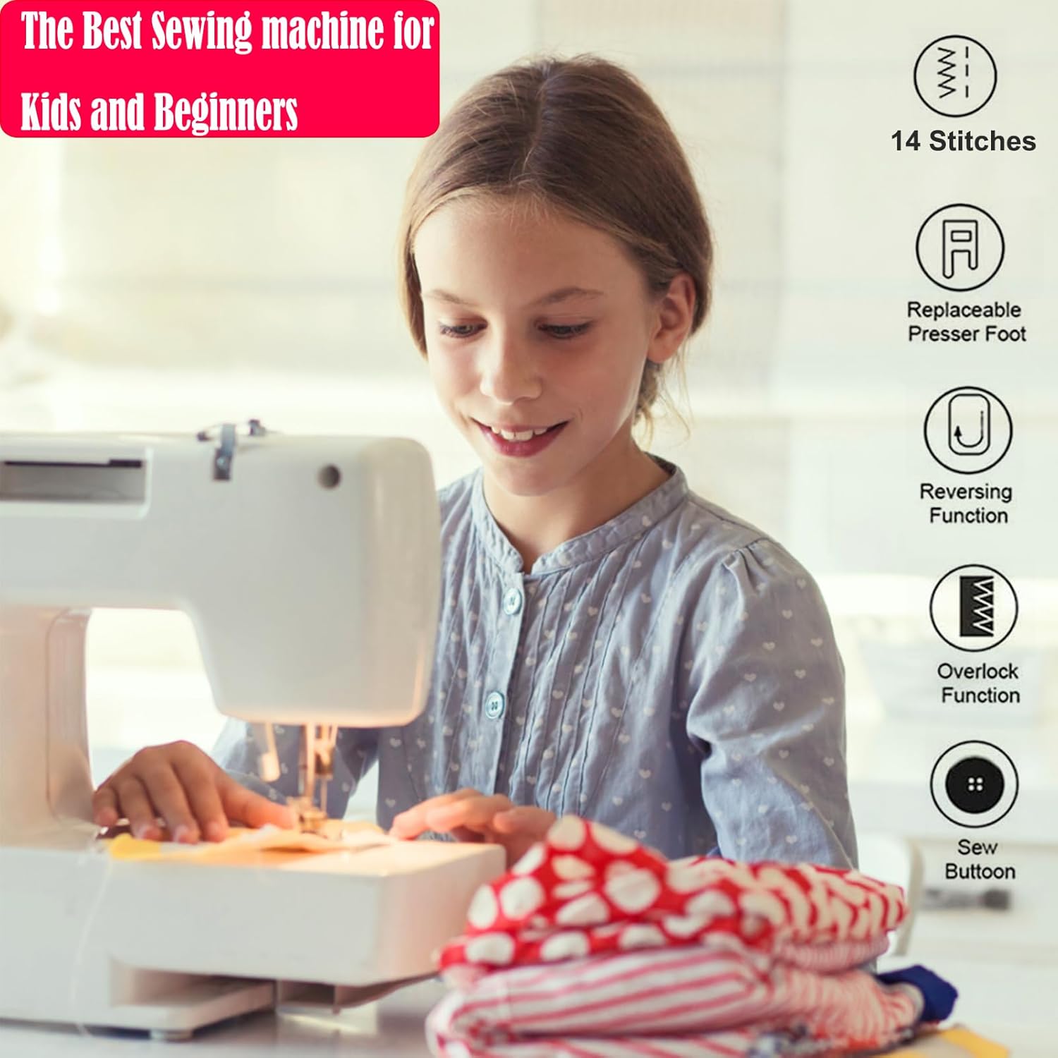 Heavy-Duty Sewing Machine with 30 Stitch Options