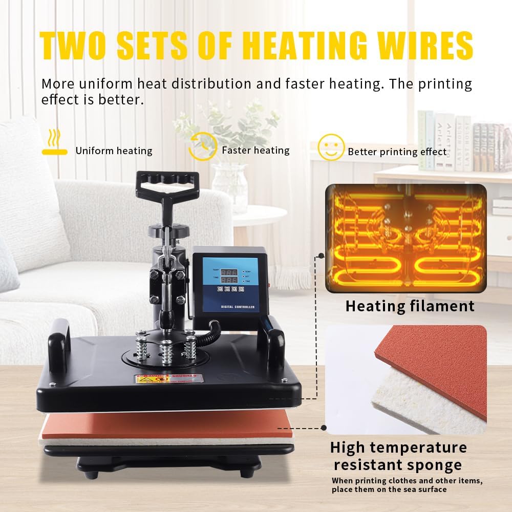 Premium Heat Press Machine 12x15 Inch for T-Shirts & Vinyl Projects