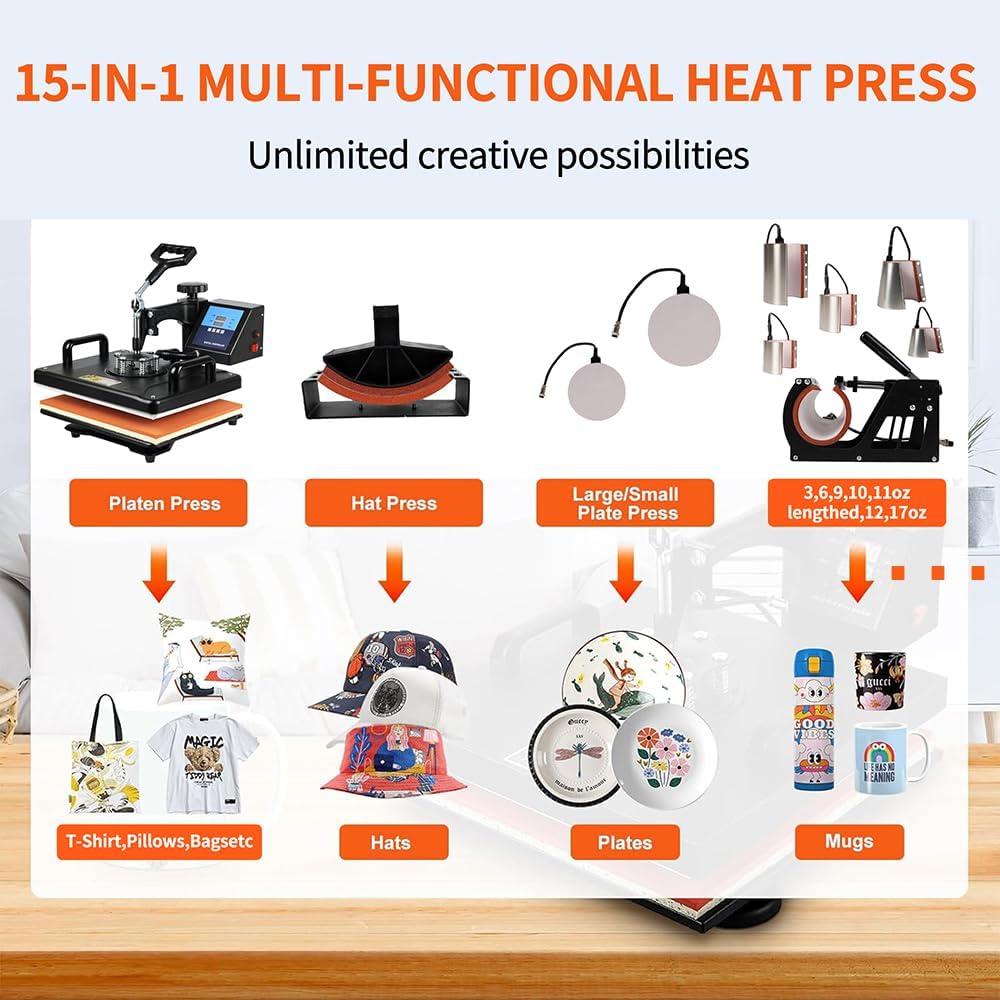 Premium Heat Press Machine 12x15 Inch for T-Shirts & Vinyl Projects