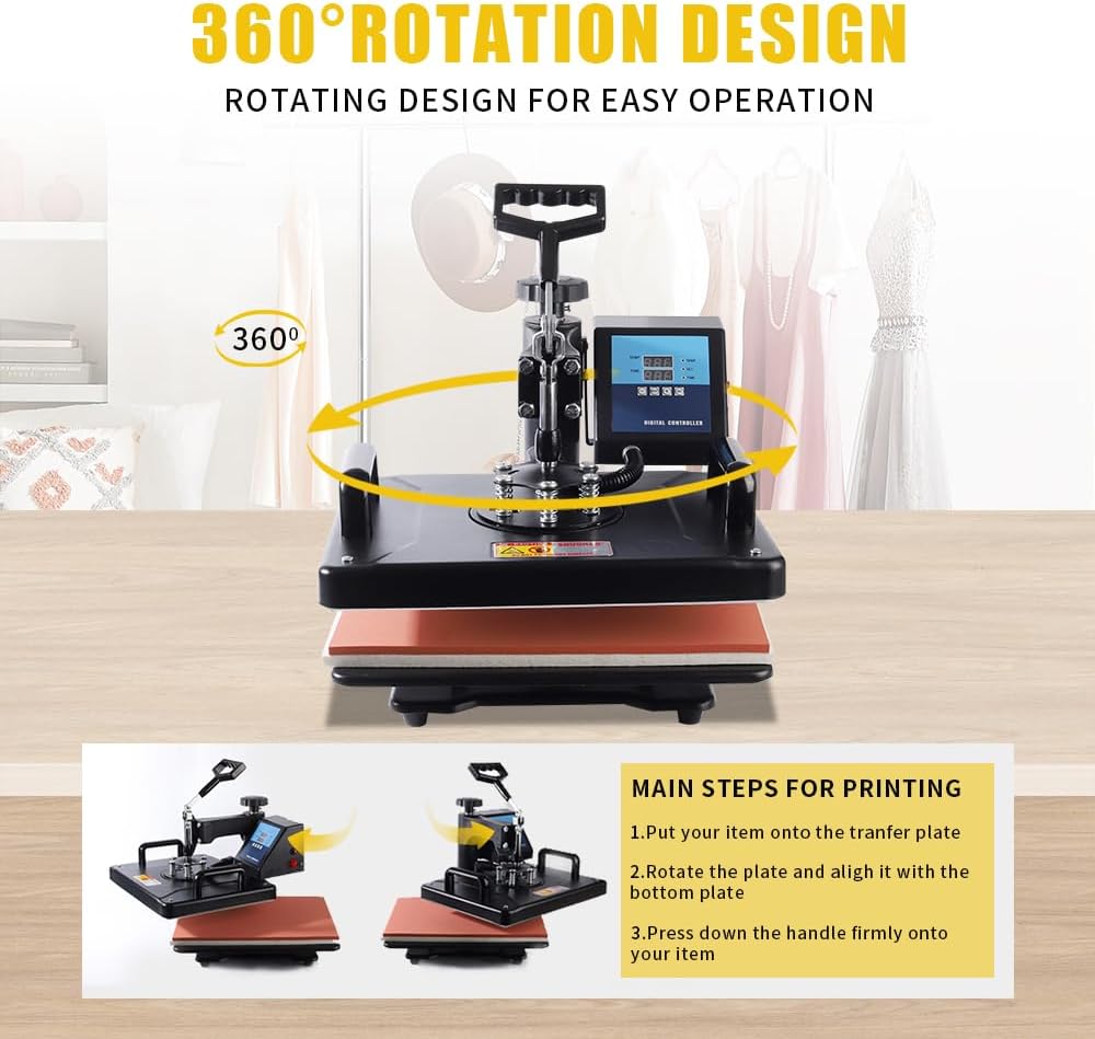 Premium Heat Press Machine 12x15 Inch for T-Shirts & Vinyl Projects