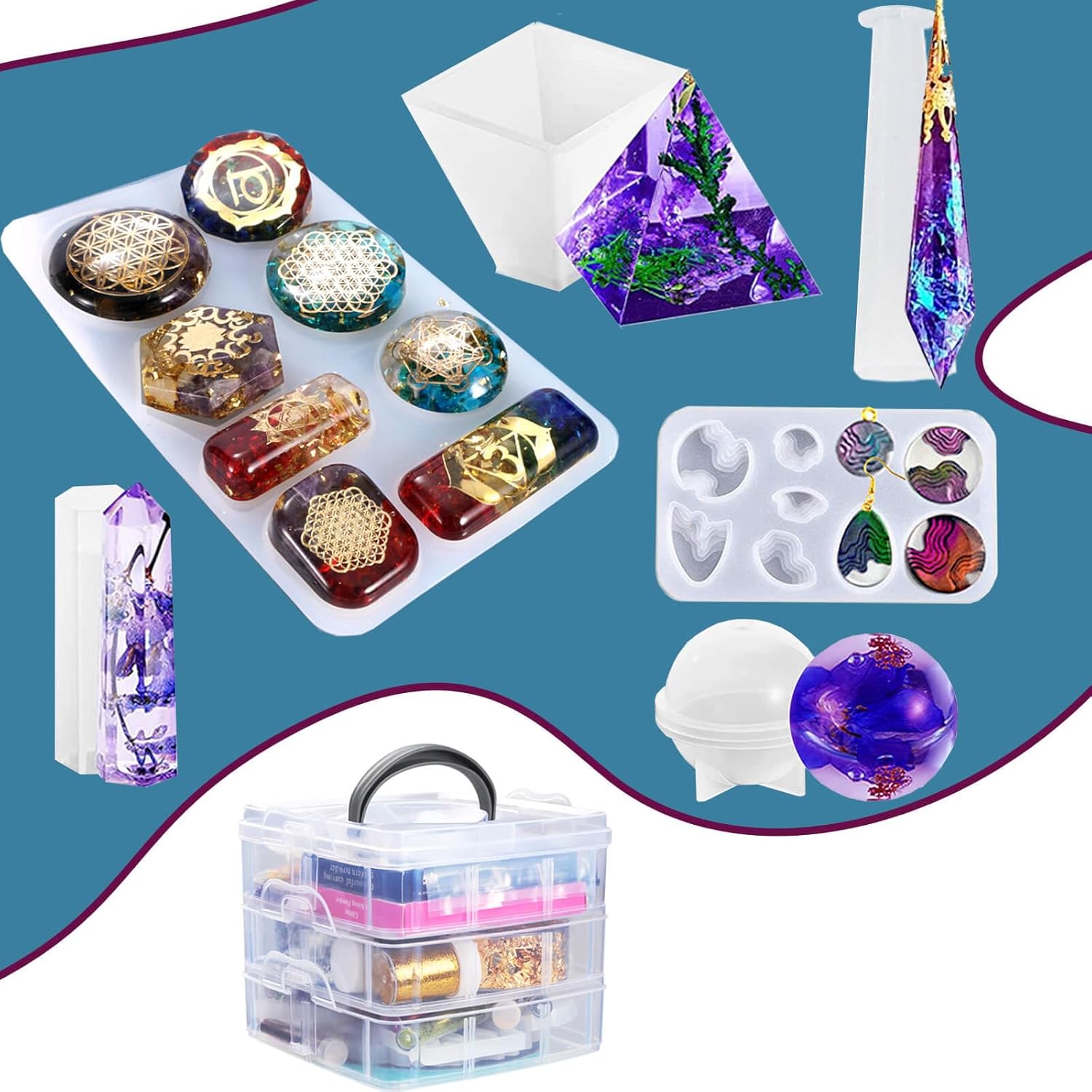 Ultimate Resin Art Starter Kit with Silicone Molds & Pigments